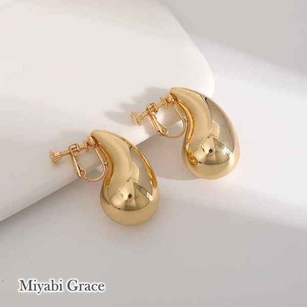 Gold / Silver Teardrop Screw-Back Clip On Earrings
