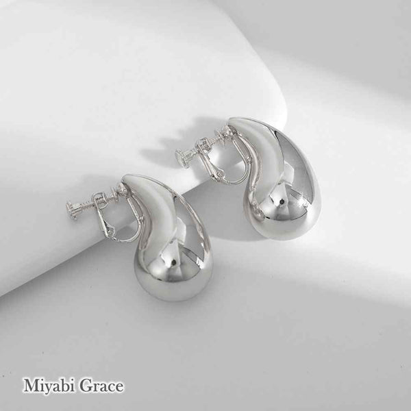 Gold / Silver Teardrop Screw-Back Clip On Earrings