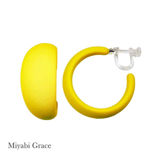 Red/Green/Blue/Yellow Chunky 40 mm Invisible Clip On Hoop Earrings ( Screw-Back )