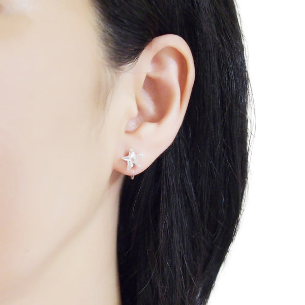 Star Swarovski Crystal Screw-Back Invisible Clip On Stud Earrings