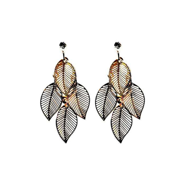 Dangle Four Leaf Filigree Invisible Clip On Earrings