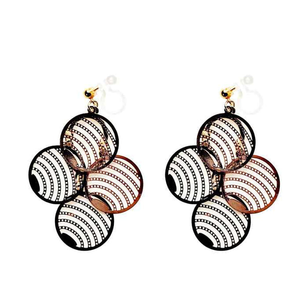 Dangle Large Circle Filigree Invisible Clip On Earrings