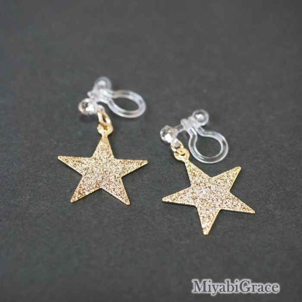 Dangle  Metallic Star Invisible Clip On Earrings