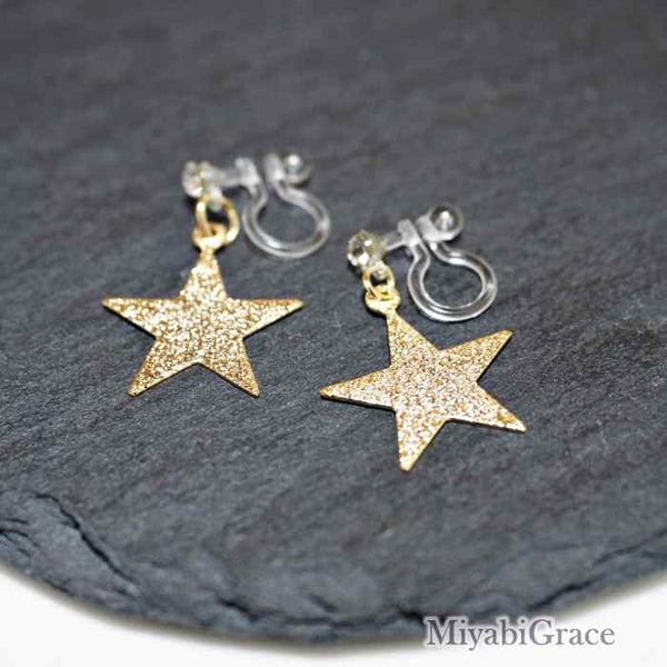 Dangle  Metallic Star Invisible Clip On Earrings