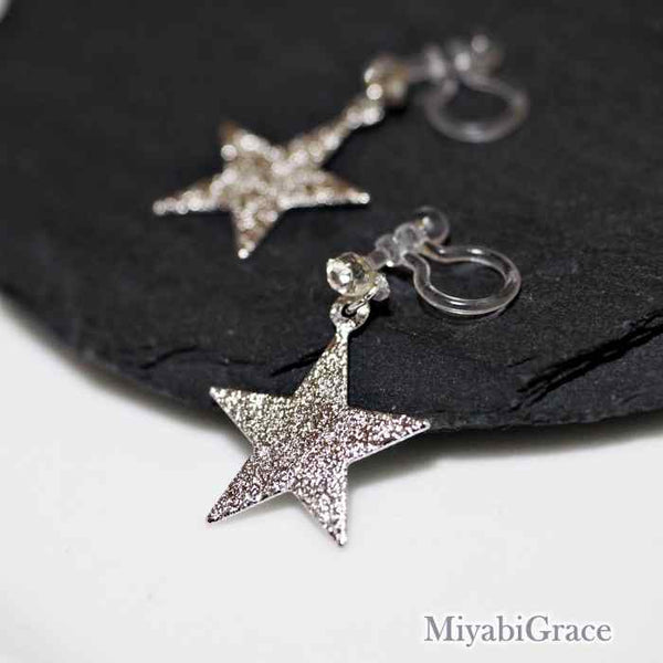 Dangle  Metallic Star Invisible Clip On Earrings