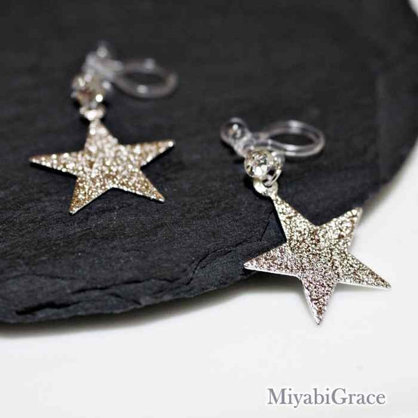 Dangle  Metallic Star Invisible Clip On Earrings