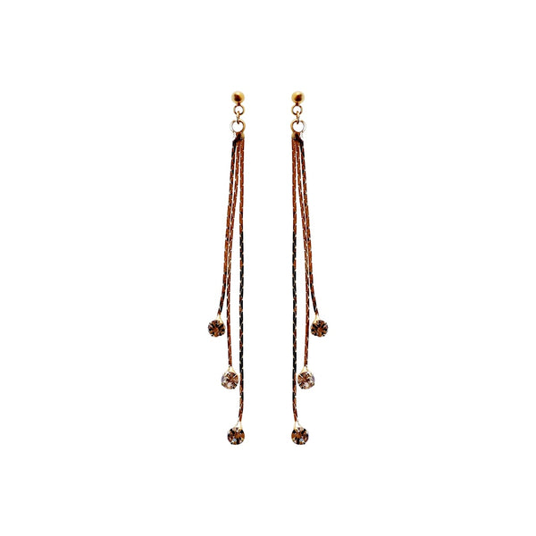 Chic Cascade Crystal Invisible Clip-On Earrings | Triple Chain Glamour