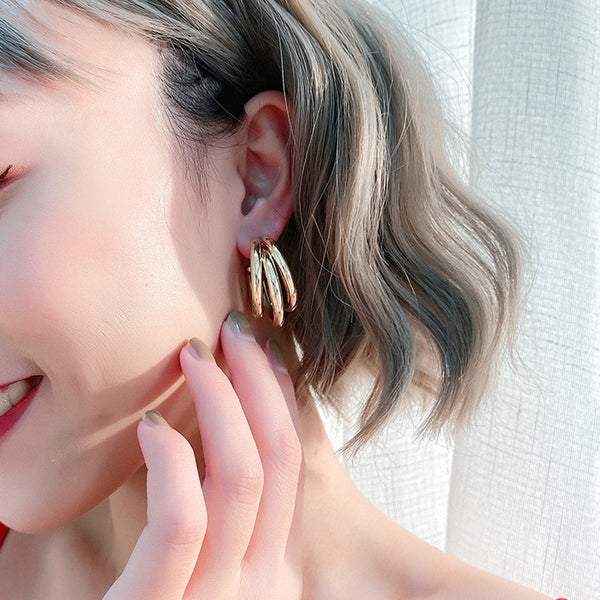 Gold / Silver Triple 35mm Invisible Clip On Hoop Earrings