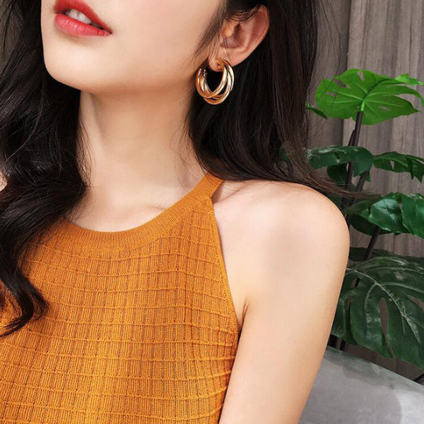 Gold / Silver Triple 35mm Invisible Clip On Hoop Earrings