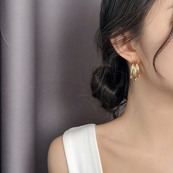 Gold / Silver Triple 35mm Invisible Clip On Hoop Earrings