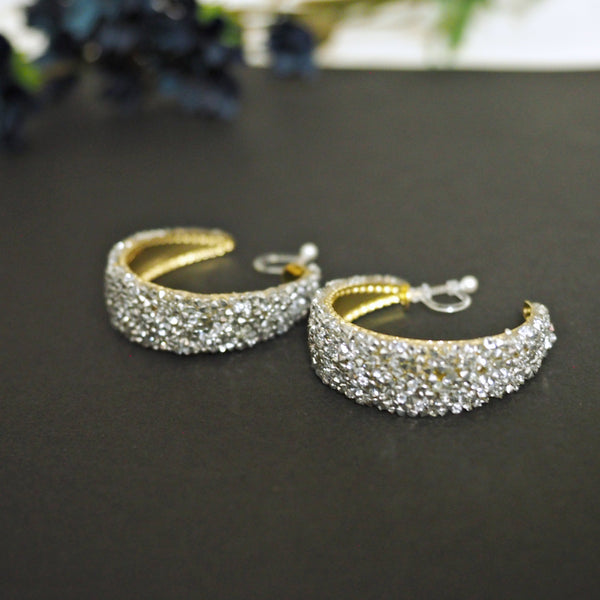 Metallic Silver 42mm Invisible Clip On Hoop Earrings