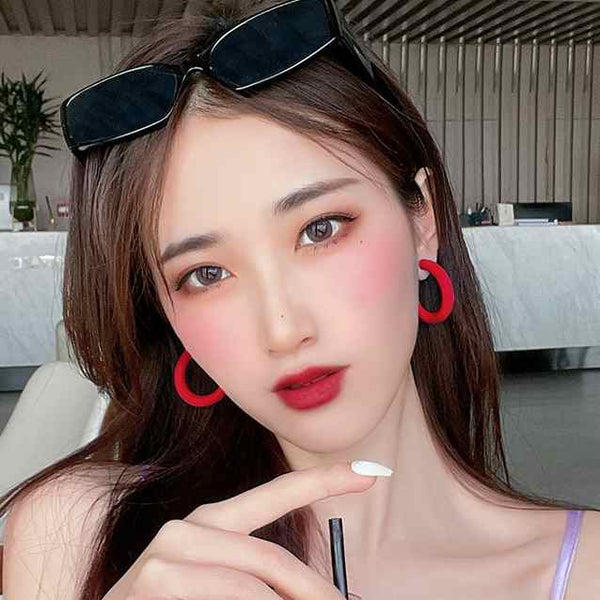 Red/Black/White/Green/Blue/Orange/Pink/Yellow/Peach 40 mm Hoop Invisible Clip On Earrings