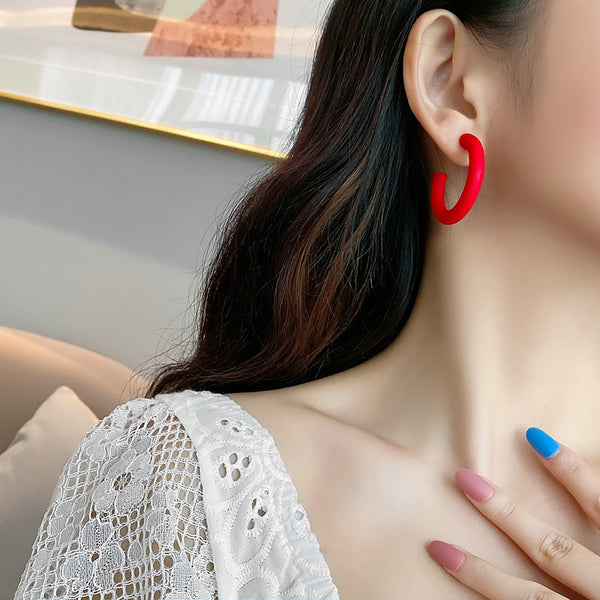 Red/Black/White/Green/Blue/Orange/Pink/Yellow/Peach 40 mm Hoop Invisible Clip On Earrings