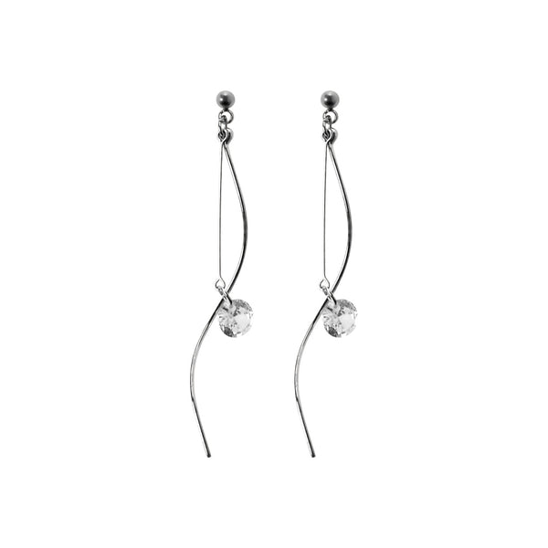 Elegant Gold Wave Bar Cubic Zirconia Invisible Clip-On Earrings | Graceful & Featherlight