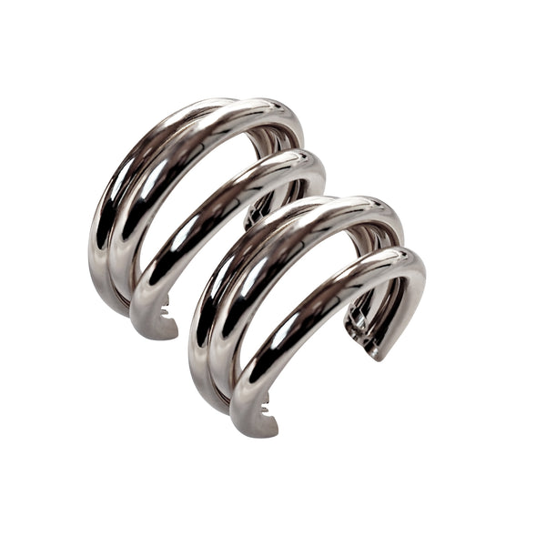 Gold / Silver Triple 35mm Invisible Clip On Hoop Earrings