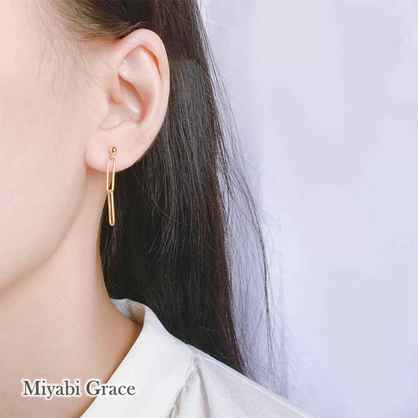 Dangle Gold 3 Chains Screw-Back Clip On Earrings