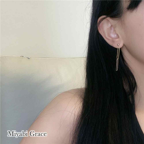 Dangle Gold 3 Chains Screw-Back Clip On Earrings