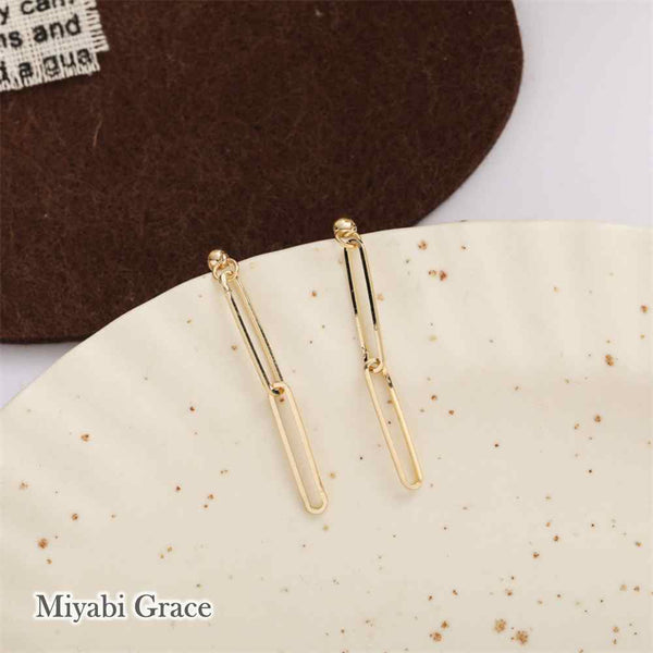 Dangle Gold 3 Chains Screw-Back Clip On Earrings