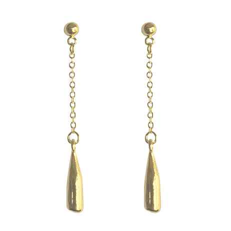 Dangle Gold Chain Triangle Screw-Back Clip On Earrings