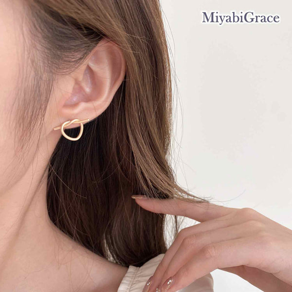 Gold Knot Heart Invisible Clip On Stud Earrings