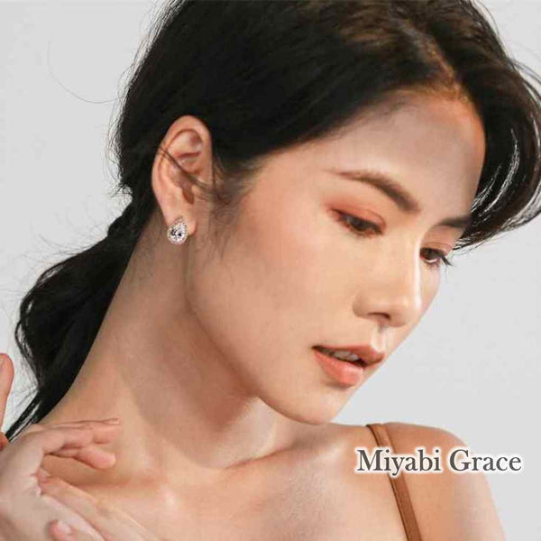 Gold /Silver Teardrop Cubic Zirconia Crystal CZ Bridal Wedding Clip On Earrings