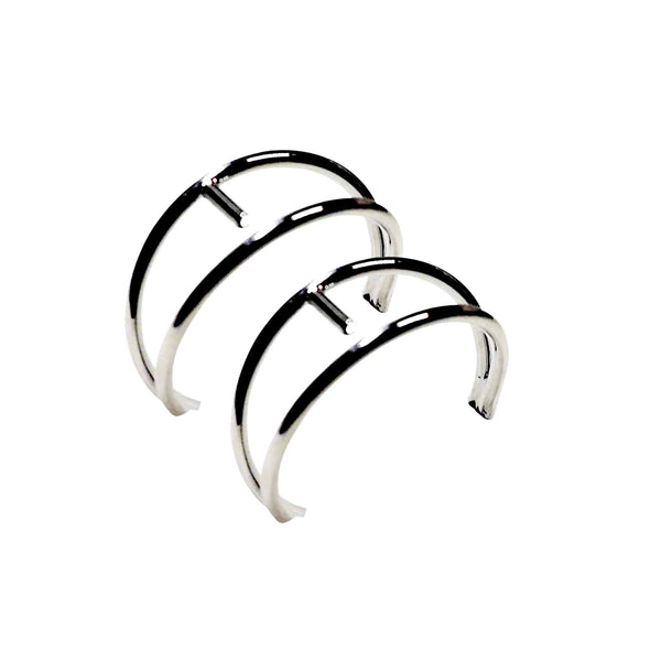 Double Invisible Clip Hoop On Earrings (Gold/Silver)