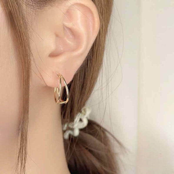 Double Invisible Clip Hoop On Earrings (Gold/Silver)