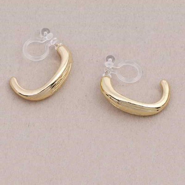 Gold Gold Thick Invisible Clip On Hoop Earrings