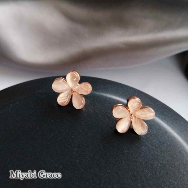 Pink Cherry Blossom Clip On Earrings