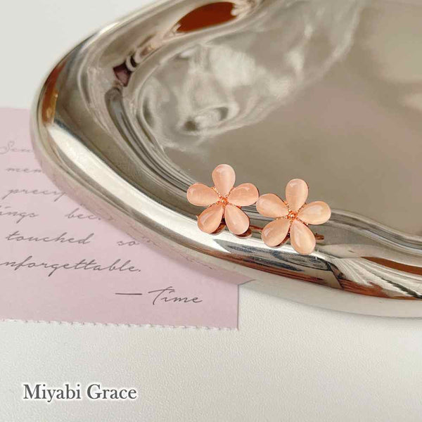 Pink Cherry Blossom Clip On Earrings