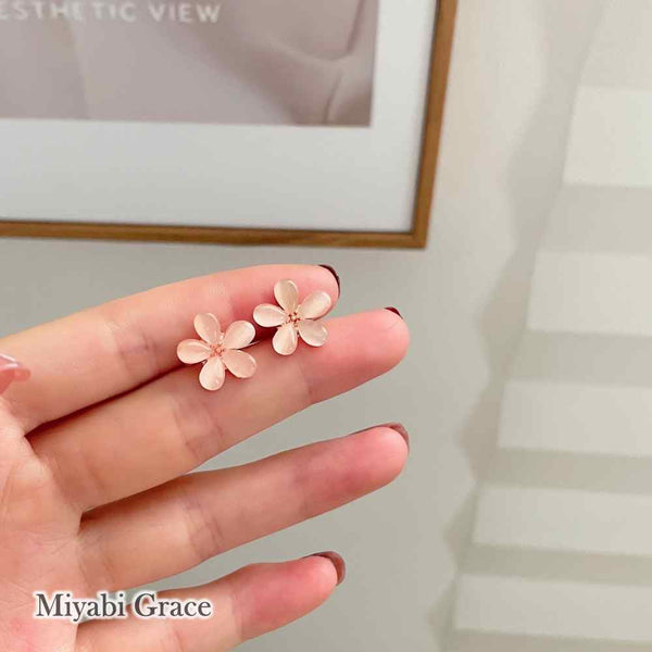 Pink Cherry Blossom Clip On Earrings