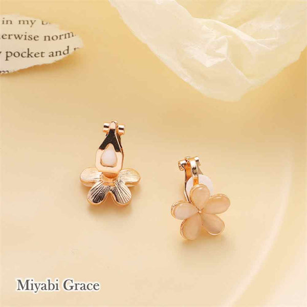 Pink Cherry Blossom Clip On Earrings