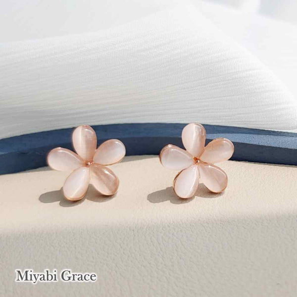 Pink Cherry Blossom Clip On Earrings