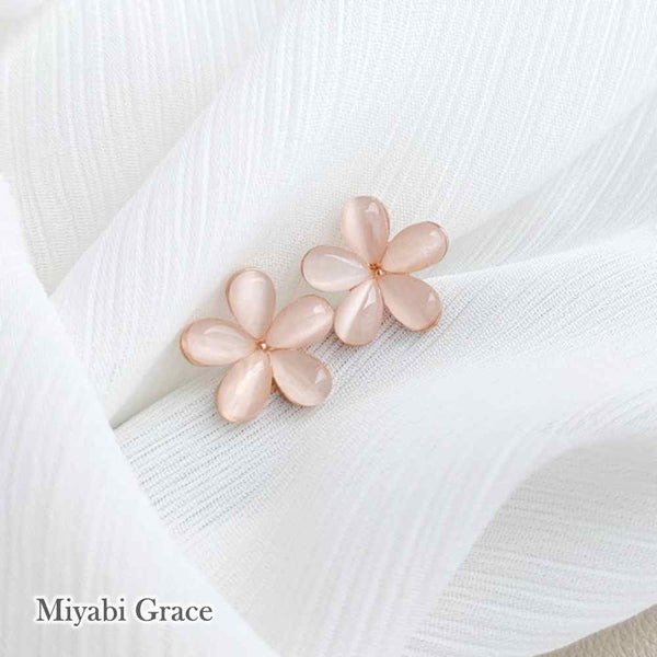 Pink Cherry Blossom Clip On Earrings