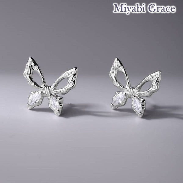 Silver Butterfly Invisible Clip On Earrings