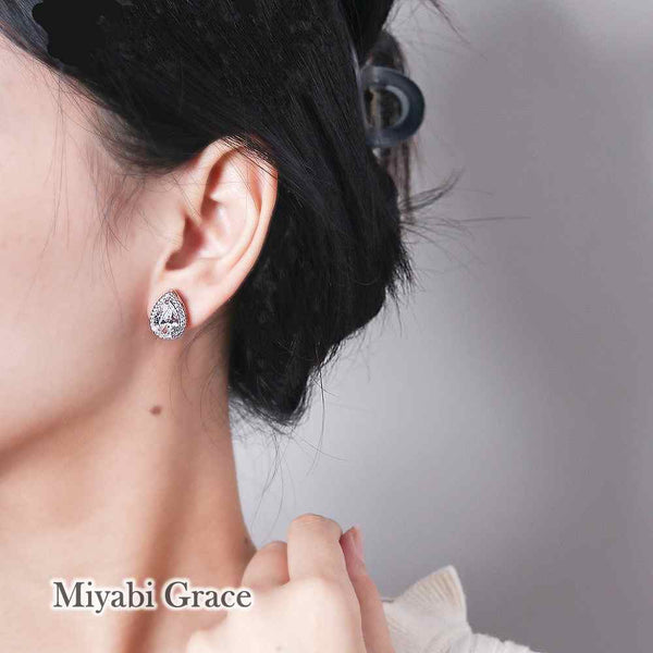 Gold /Silver Teardrop Cubic Zirconia Crystal CZ Bridal Wedding Clip On Earrings