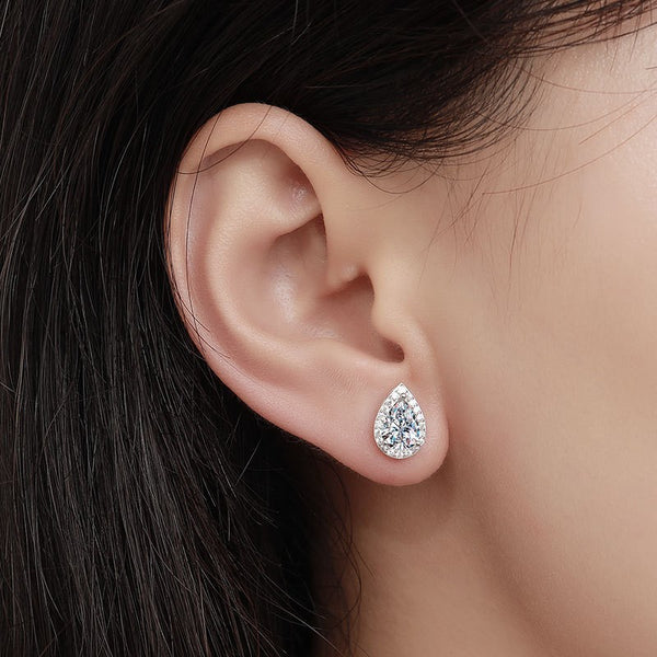 Gold /Silver Teardrop Cubic Zirconia Crystal CZ Bridal Wedding Clip On Earrings