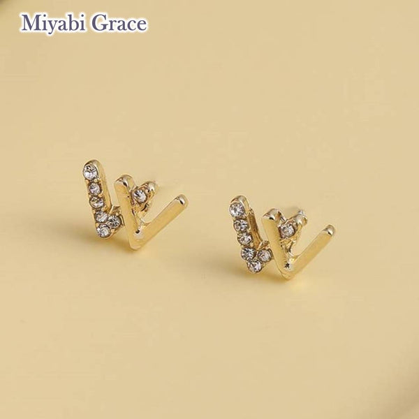 Small V Clear Crystal Rhinestone Invisible Clip On Stud Earrings