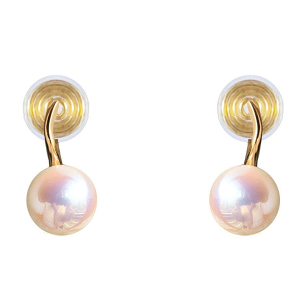 White Freshwater Pearl & Gold Hoop Coil Clip On Earrings