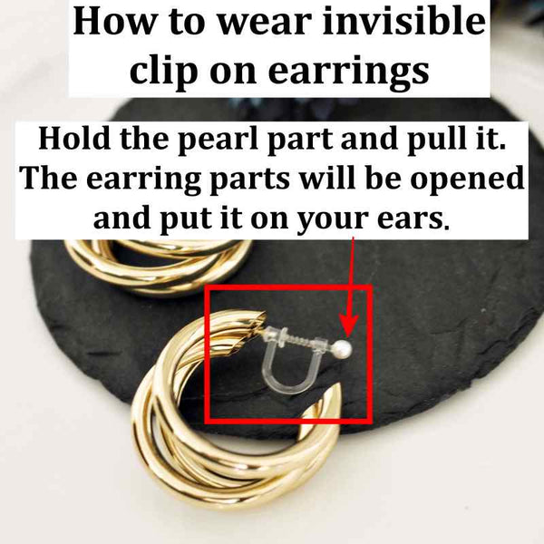 Gold / Silver Triple 35mm Invisible Clip On Hoop Earrings