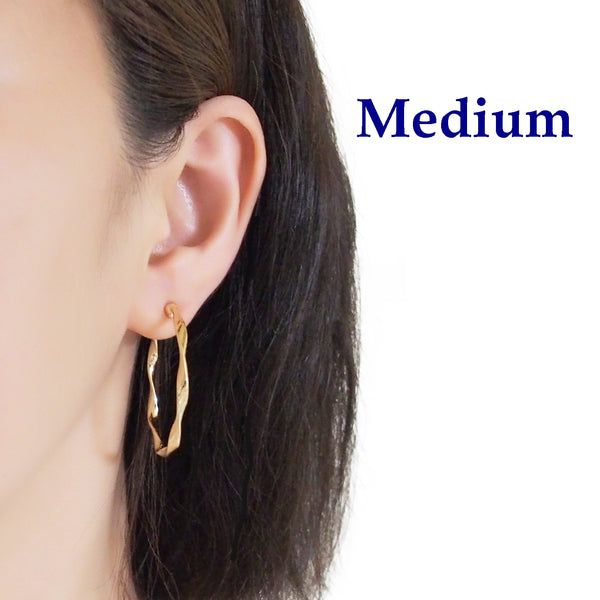 Gold Twisted Clip On Hoop Earrings - Miyabi Grace