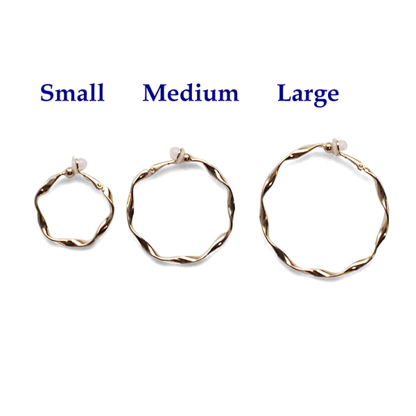 Gold Twisted Clip On Hoop Earrings - Miyabi Grace