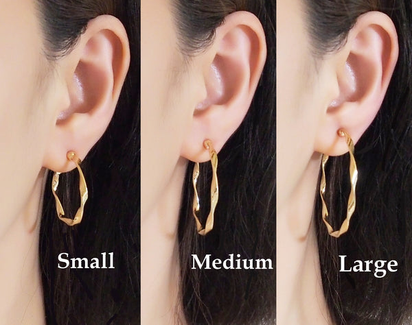 Gold Twisted Clip On Hoop Earrings - Miyabi Grace
