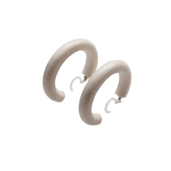 White Wood Invisible Clip On Hoop Earrings - Miyabi Grace