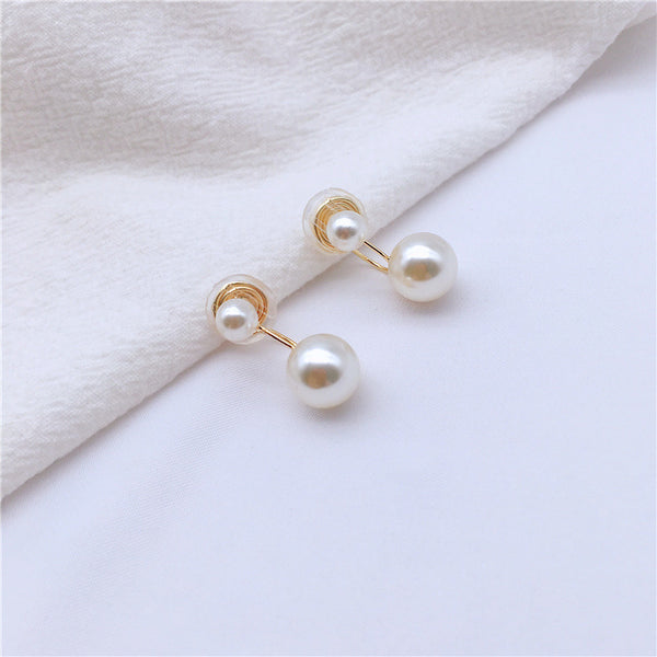 Double White Pearls Gold  Spiral Clip On Earrings