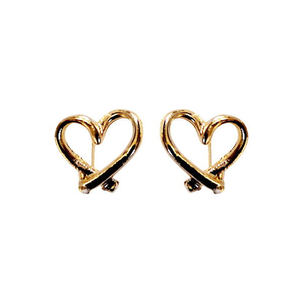 Gold Open Heart Silicon Pad Back Clip On Earrings