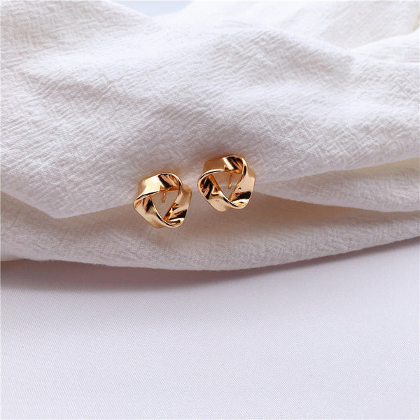 Twisted Open Triangle Gold Knot Spiral Clip On Earrings
