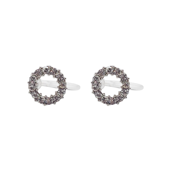 Crystal Open Circle Invisible Clip On Stud Earrings - Miyabi Grace