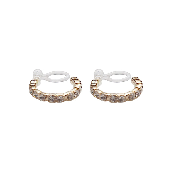 Crystal Invisible Clip On Hoop Earrings (Gold tone) - Miyabi Grace