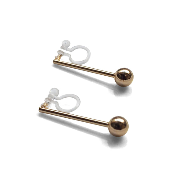 Ball invisible clip on stud earrings ( Gold tone ) - Miyabi Grace